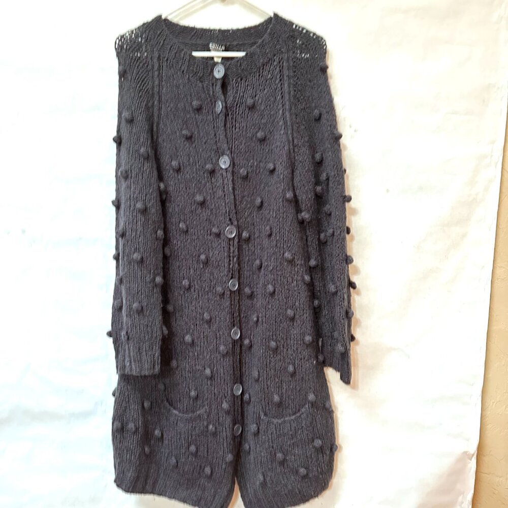 VTG Sonia Rykiel Pom Pom long Cardigan Sweater Couture Size Medium - Picture 5 of 5